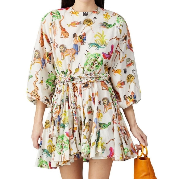 RHODE Dresses & Skirts - RHODE Multicolor ella safari Animal Print mini Dress minidress Med nwt leo lion
